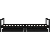  Okvir za dječji krevet s ladicama crni 90 x 200 cm od borovine | Eponuda.com