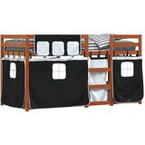 Krevet na kat sa zavjesama bijelo-crni 90 x 200 cm od borovine | Eponuda.com