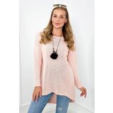 Kesi Sweater with necklace powder pink Cijene