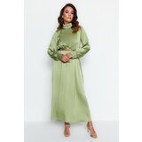 Trendyol Green Belted Collar and Cuff Draped Detailed Woven Hijab Evening Dress | Shoptok.si