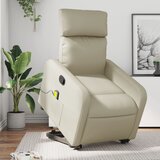 Maison Chic masažni naslanjač - Relax naslanjač s funkcijo vstajanja krem umetno usnje, (22062104) | Shoptok.si