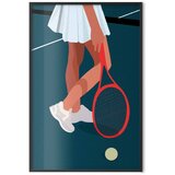  Plakat - Tennis Player with a Red Racket on the Court - Illustration 40x60 Crni okvir | shoptok.hr