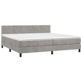  Box spring postelja z vzmetnico svetlo siva 200x200 cm žamet, (20790190) | Shoptok.si