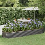 vidaXL visoka greda iz prašno premazanega jekla 322x100x36 cm siva | Shoptok.si