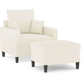 vidaXL Fotelja s tabureom krem 60 cm baršunasta | shoptok.hr
