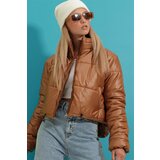 Trend Alaçatı Stili Women's Taba Stand Collar Double Pockets Elastic Waist Inflatable Puffer Coat | Shoptok.si