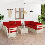 The Living Store Vrtna garnitura iz palet 9-delna z blazinami smrekovina - Vrtna Sedežna Garnitura, (21466173) | Shoptok.si