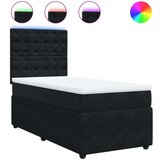 vidaXL Box spring postelja z vzmetnico črna 100x200 cm žamet | Shoptok.si