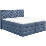 MID.YOU POSTELJA BOXSPRING 140 cm x 200 cm , tekstil, leseni material temno modra | Shoptok.si