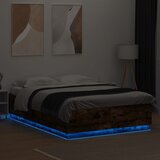  Okvir kreveta s LED svjetlima boja hrasta 150 x 200 cm drveni | shoptok.hr