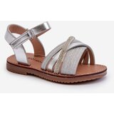 Boto Shiny Children's Sandals with Velcro Silver Delphina | Shoptok.si