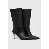 Polo Ralph Lauren Usnjeni elegantni škornji Leannah ženski, črna barva, 802942516001