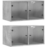  Zidni ormarići staklena vrata 2 kom boja betona 68,5x37x35 cm | shoptok.hr