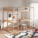  Krevet na kat sa stolom i ljestvama 160x200 cm od borovine | shoptok.hr