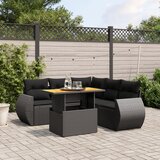 Maison Chic Seti vrtnega pohištva - Vrtna garnitura - Vrtni pohištvo set 6-delna z blazinami črna poli ratan, (21804246) | Shoptok.si