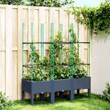  Vrtna sadilica s rešetkom plava siva 120 x 40 x 142,5 cm PP | shoptok.hr