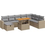  9-dijelni set vrtnih sofa s jastucima bež od poliratana bagrem | shoptok.hr