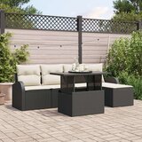 vidaXL 6-delni vrtni sofa set z blazinami - temno poliestriran | Shoptok.si