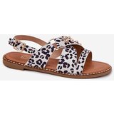 Boto Women's Flat Sandals With Golden Studs Black-White Zanira | ePonuda.com