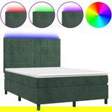  The Living Store Box spring postelja z vzmetnico LED tem. zelena 140x200cm žamet - Box Spring Postelja, (21491177) | Shoptok.si