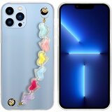 Cadorabo Ohišje, združljiv z Appleom v prozornih s pisanimi srci - zaščitni pokrov iz fleksibilnega silikona TPU z zapestno verigo, (20591977) | Shoptok.si