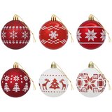  Set božićnih kuglica 30 kom. Crvena i bijela Ø 6 cm Plastika | shoptok.hr