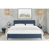 Ropez Temno modra oblazinjena zakonska postelja z letvenim dnom 140x200 cm Barker – | Shoptok.si