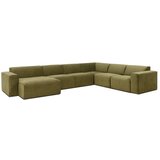 Scandic kaki zelena baršunasta modularna sofa u obliku slova U Sting, lijevi kut Cijene
