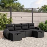 vidaXL 6-dijelni set vrtnih sofa s jastucima crni od poliratana | shoptok.hr
