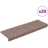  Prostirke za stepenice samoljepljive 20 kom 65x21x4 cm svijetlosmeđa pravokutni rub | shoptok.hr