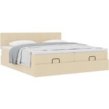 vidaXL Otomanski posteljni okvir z vzmetnicami krem 200x200 cm blago | Shoptok.si