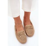 Boto Ladies moccasins with perforated pattern and lacing Khaki Mirisa Cijene