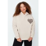 Trendyol Curve Beige Printed Hoodie Knitted Sweatshirt Cijene