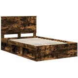  Krevetna konstrukcija s uzglavljem Dimljeni hrast 120 x 200 cm | shoptok.hr
