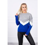 Kesi Sweater with geometric patterns grey+purple-blue Cene
