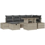 vidaXL 7-delna vrtna sofa garnitura z blazinami Svetlo siva Poli ratan, (22093986) | Shoptok.si