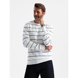 Ombre Men's casual sweater with horizontal stripes - cream Cijene