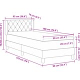 vidaXL Posteljni okvir s latex vzmetnico Temno siva 90x190 cm Žamet | Shoptok.si