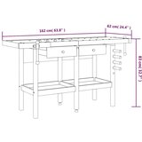 Radni stol s ladicama i škripcima 162x62x83 cm od drva bagrema | shoptok.hr