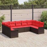  Vrtna sedežna garnitura z blazino 9 pcs Bež Poly ratan, (5000021406) | Shoptok.si