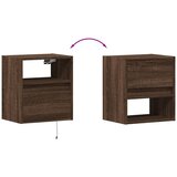  Zidni noćni ormarići s LED svjetlima 2 kom smeđa boja hrasta | shoptok.hr