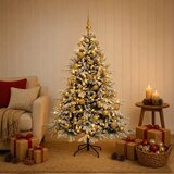  Umjetno božićno drvce s kuglicom 120 cm 150 LED lampica - Zelena i bijela 120 cm s LED žaruljama i zlatnim kuglicama | shoptok.hr