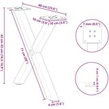  Noge za klubsko mizico v obliki črke X 2 kosa antracitne 60 x (42-43) cm jeklo, (22123487) | Shoptok.si