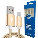 X Wave USB kabl /USB 2.0 (tip A -muški) -Micro USB (tip A -muški)/dužina 2m/2A/Aluminium /zlatni upleteni ( USB Micro 2m 2A Al /gold mesh ) USB Micro 2m 2A Al /gold mesh Cene