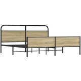 Metalni Kovinski posteljni okvir brez vzmetnice sonoma hrast 193x203 cm, (21609100) | Shoptok.si