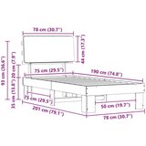  Posteljni okvir z oblazinjenim vzglavjem Temno siva 75 x 190 cm, (5000101682) | Shoptok.si