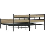 Metalni Kovinski posteljni okvir brez vzmetnice sonoma hrast 193x203 cm, (21607937) | Shoptok.si