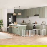 vidaXL Ograda za pse z vrati zložljiva 12 panelov bela 960 cm les | Shoptok.si