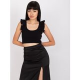Fashion Hunters Basic black ribbed top in RUE PARIS cotton | Shoptok.si