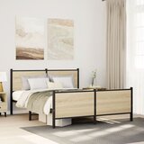 Maison Chic Kovinski Posteljni okvir - Dvoposteljna postelja - Zakonska postelja brez vzmetnice sonoma hrast 140x190 cm, (21694023) | Shoptok.si